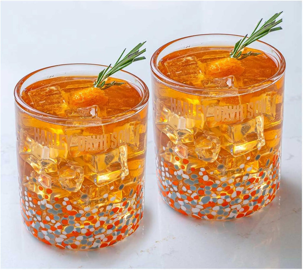 Confetti Double Old Fashioned Glass Set, Hand-Blown, 14.5 oz K252794