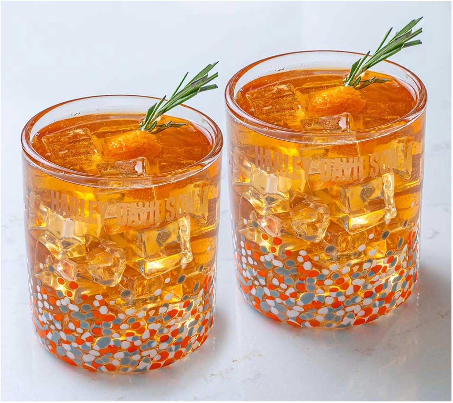 Confetti Double Old Fashioned Glass Set, Hand-Blown, 14.5 oz K252794