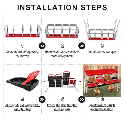 4 Compartment Chicken Nesting Box with Egg Collection Perch B595