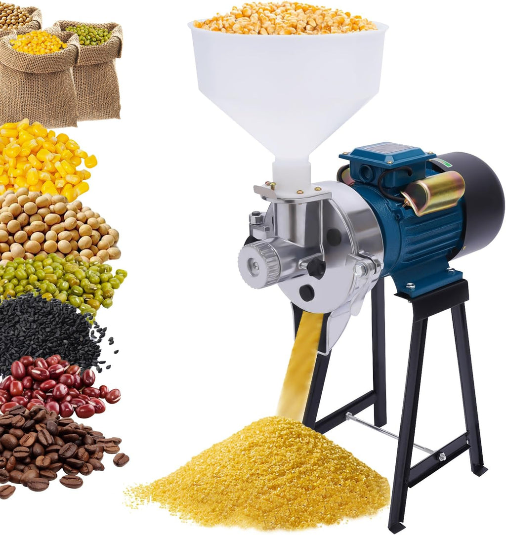 Electric Grain Mill Grinder, 2200W Wet&Dry Cereals Grinder, Commercial Grain Grinder Corn Mill, Heavy Duty Grain Grinder Machine 110V, Wheat Feed Mill Flour Mill with Funnel