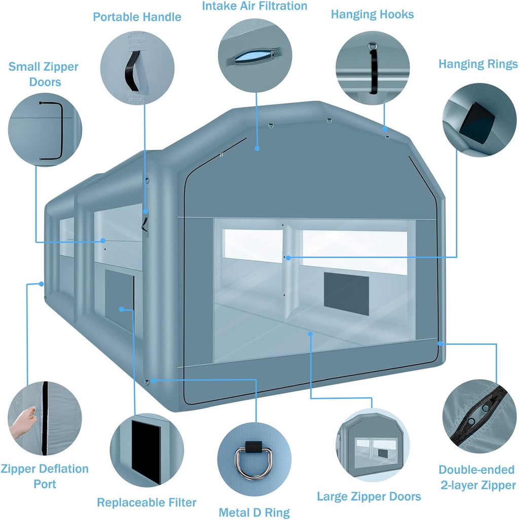 Inflatable Paint Booth 20 x 13.5 x 9.7ft Portable Spray Tent with Blower J613527
