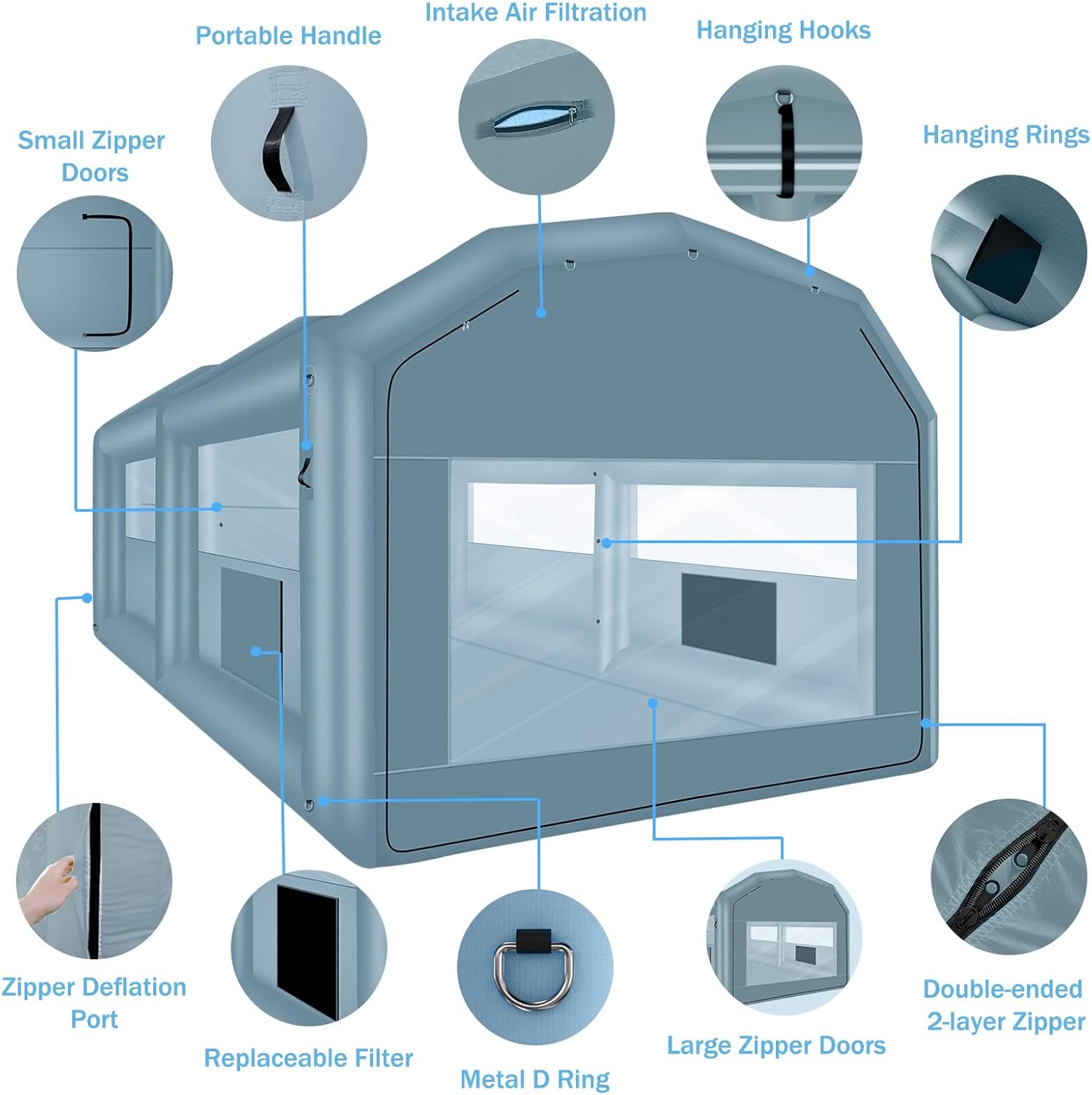 Inflatable Paint Booth 20 x 13.5 x 9.7ft Portable Spray Tent with Blower J613527