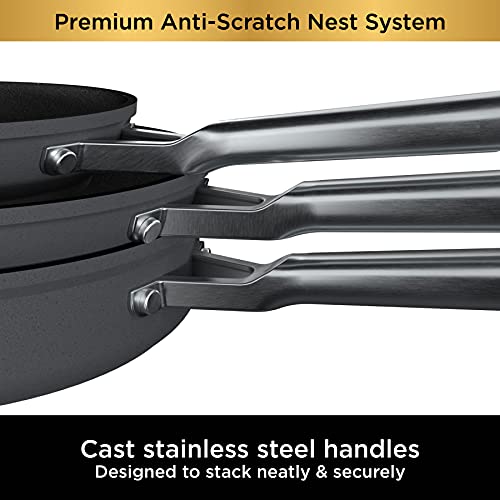 10 Piece Pots & Frying Pans Set with Glass Lids, Nonstick, Oven Safe to 500°F E2836