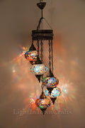 5 GLOBES MOSAIC CHANDELIER Turkish Tiffany Mosaic Lamp Moroccan Lighting Hanging Ceiling Lantern Lamp Pendant Light Bedside Fixture for Home