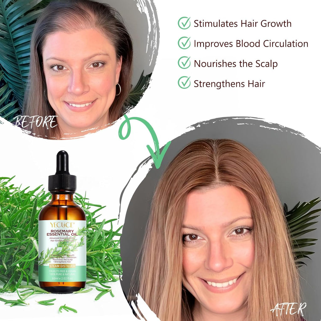 Rosemary Essential Oil with Glass Dropper for Hair, Skin, and Aromatherapy F7826
