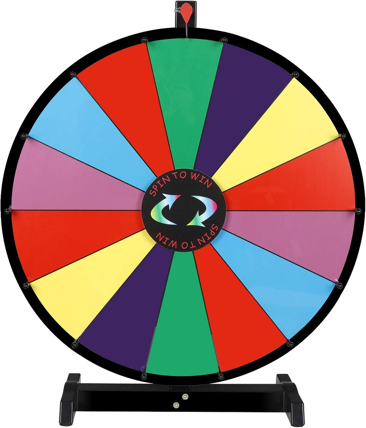 24 inch Tabletop Spinning Prize Wheel Spinner 14 Slots Color Customized Carnival Fortune Spinner Game with Editable Dry Erase Marker Pen for Party Trade Show