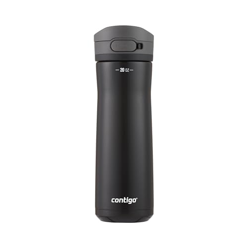 Contigo Jackson Chill 2.0 Stainless Steel Water Bottle with Carry Handle and Secure Lid for Leak-Proof Travel, Vacuum-Insulated and BPA-Free, Licorice, 20 oz (591 mL)