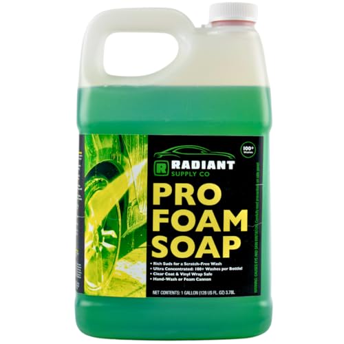 Radiant Supply Professional Car Wash Soap for Foam Cannons or Bucket Washes, Ultra Concentrated and pH Balanced, 10+ Washes for Cars, Trucks, Motorcycles, RVs, 16oz