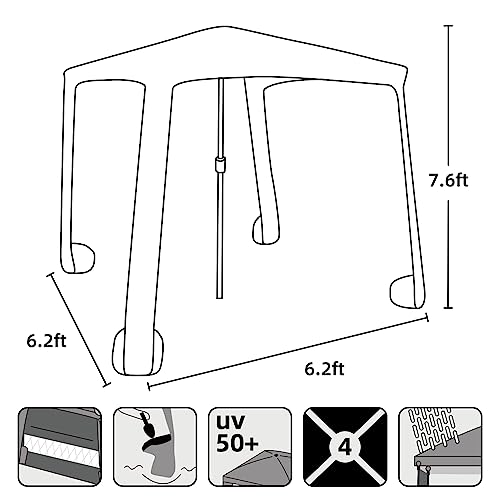 Beach Cabana Canopy with Sand Pockets and Privacy Sunwall F72380