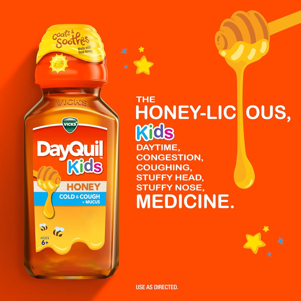 Kids Daytime & Nighttime Cold and Cough Relief, Honey Flavor, 2 Bottles C222579