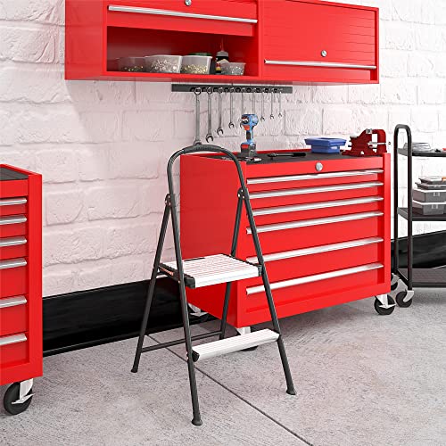 2-Step Aluminum Folding Step Stool with Rubber Hand Grip D954