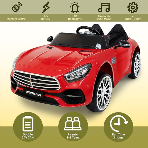 2 Seater Ride On Car for Kids with Remote Control, 24V Battery Powered, White I44510