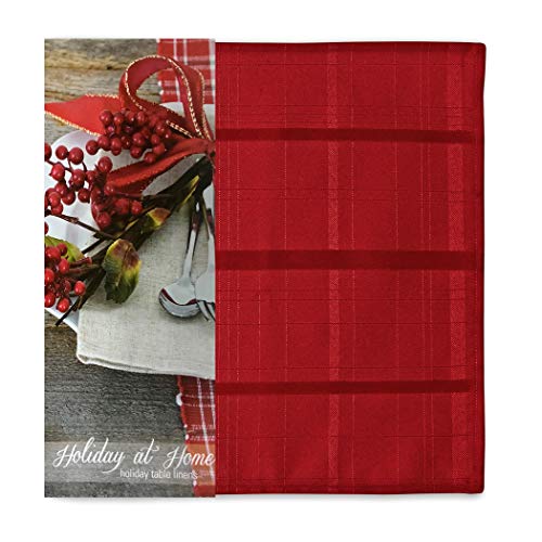 70 Inch Round Fabric Tablecloth, Plaid, Beige C736