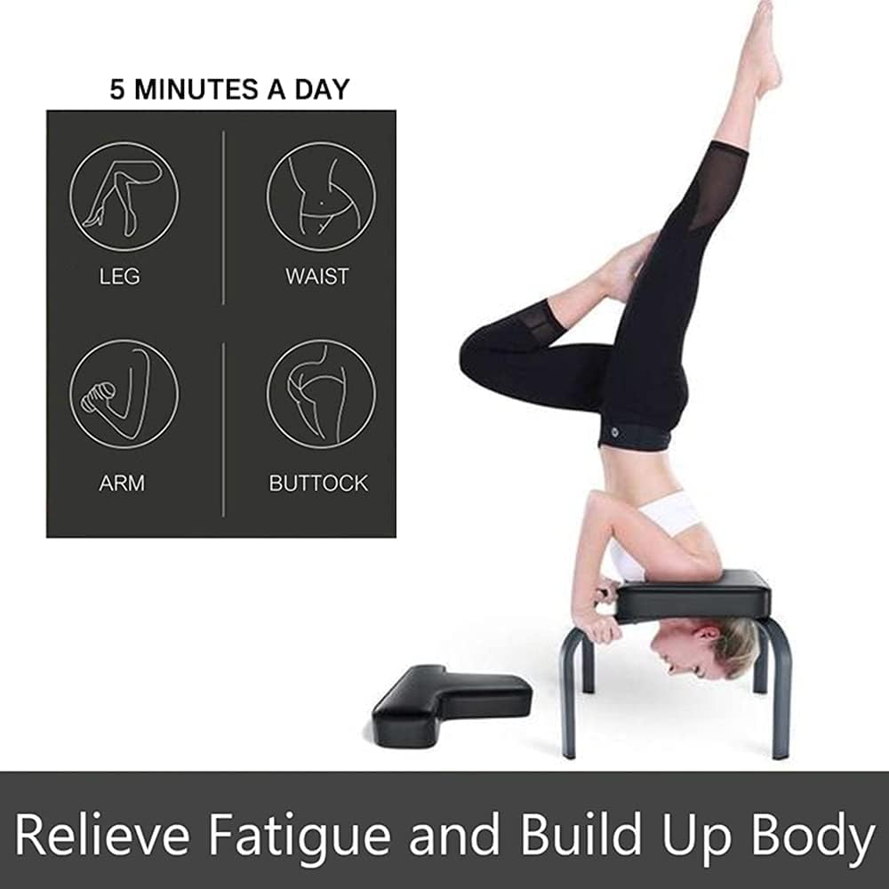 Yoga Assisted Fitness Chair, Yoga Inversion Bench, Multi-Functional Yoga Inversion Bench with Stainless Steel Frame and Polyurethane Pads for Balance and Core Strength Training. (Black)