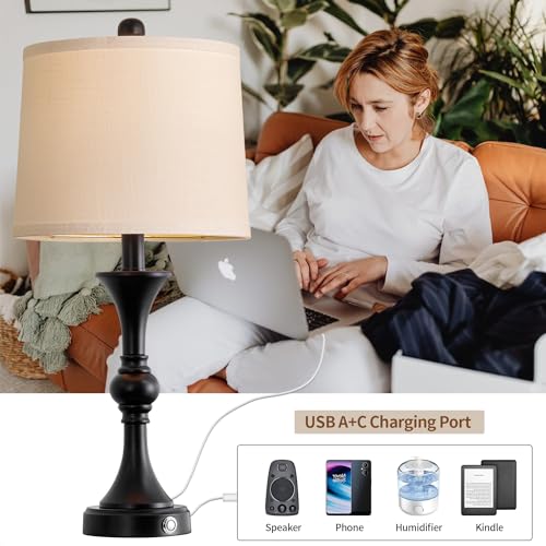 Modern Table Lamps Set of 2 with USB Charging Port for Living Room Bedroom G72369