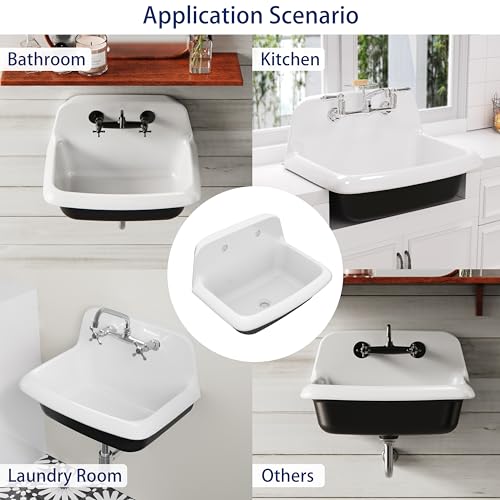 Wall Mounted High Back Porcelain Utility Sink, 24 x 17 x 15 inches X685