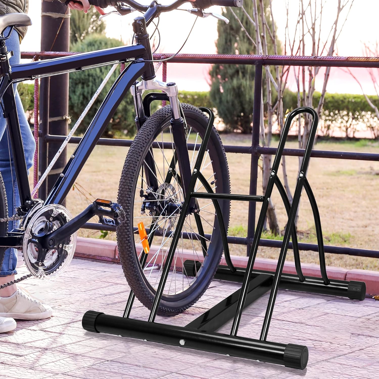 2 Bike Floor Stand Bicycle Rack, Free Standing Cycling Rack Storage Organizer B5105