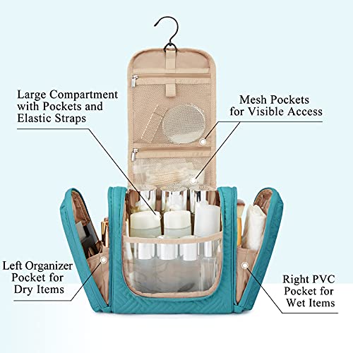 Large Toiletry Bag for Men with Hanging Hook, Water-Resistant Shaving Bag J356