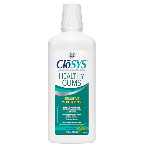 Closys Healthy Gums Mouthwash, Antiplaque and Antigingivitis for Gum Health, Non-Burning, Non-Irritating – 32 Fl Oz (Twin Pack)
