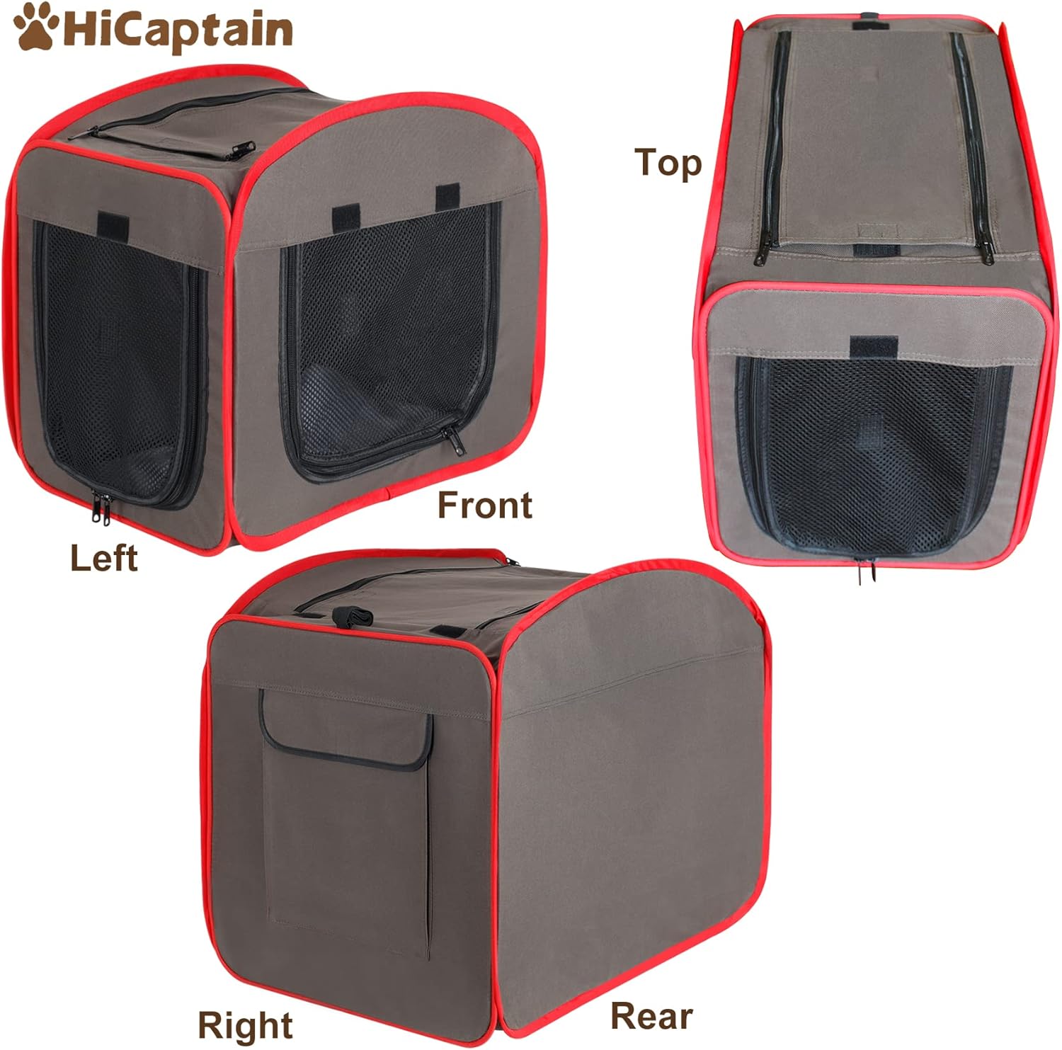 Portable Cat Carrier Collapsible Pet Cage Soft Pop-up Travel Kennel for Large Cats and Puppy T373