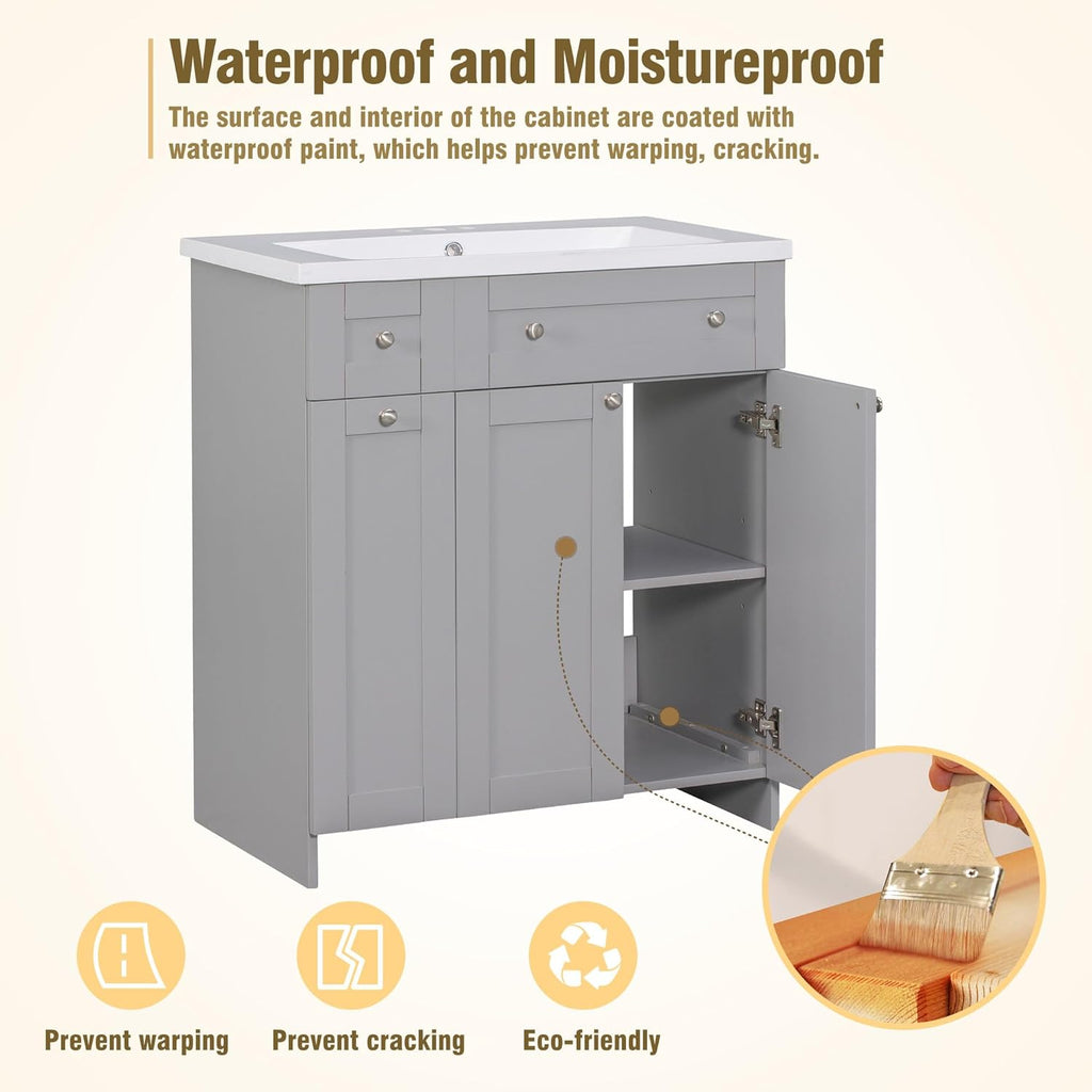 Bathroom Vanity with Single Sink and Storage Cabinet C979