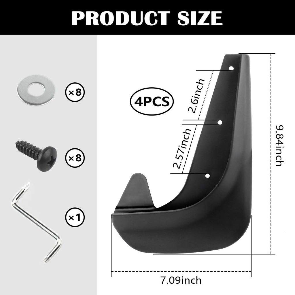 Mud Flaps for Car Truck SUV, Flexible Splash Guards, Black L20387