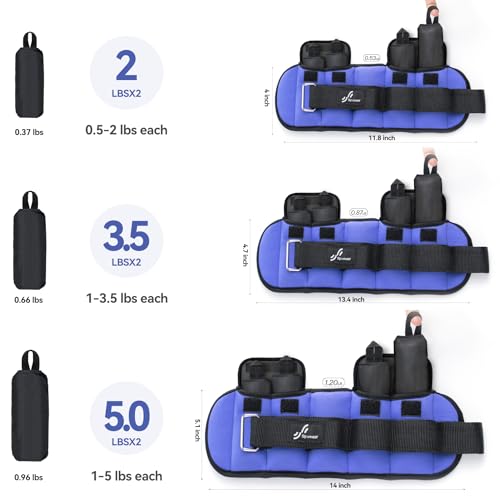 Adjustable Ankle Weights for Men and Women, 1 Pair, 2-10 lbs, for Gym Fitness Workout O1522