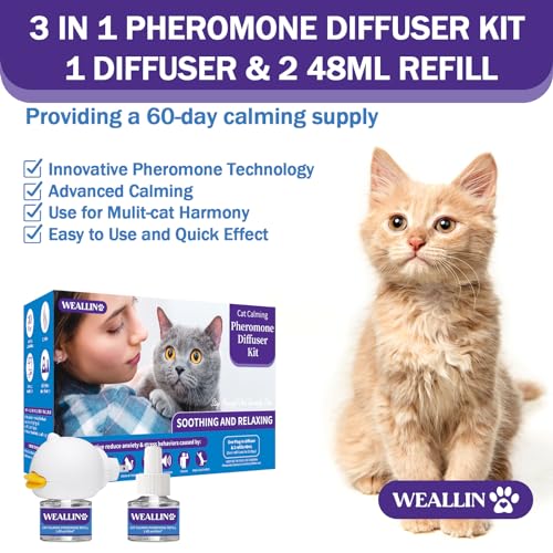 Cat Calming Diffuser Kit with 2 Refills - 60 Days of Relaxation D2604