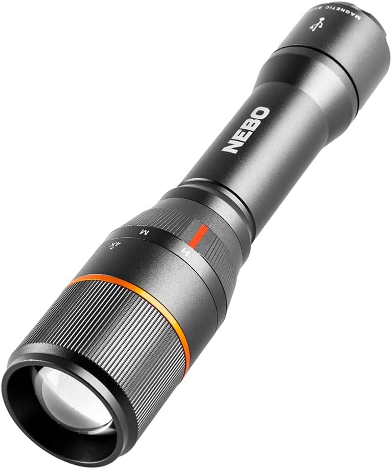 NEBO Davinci Powerful, Rechargeable and Waterproof Handheld Flashlight, Black