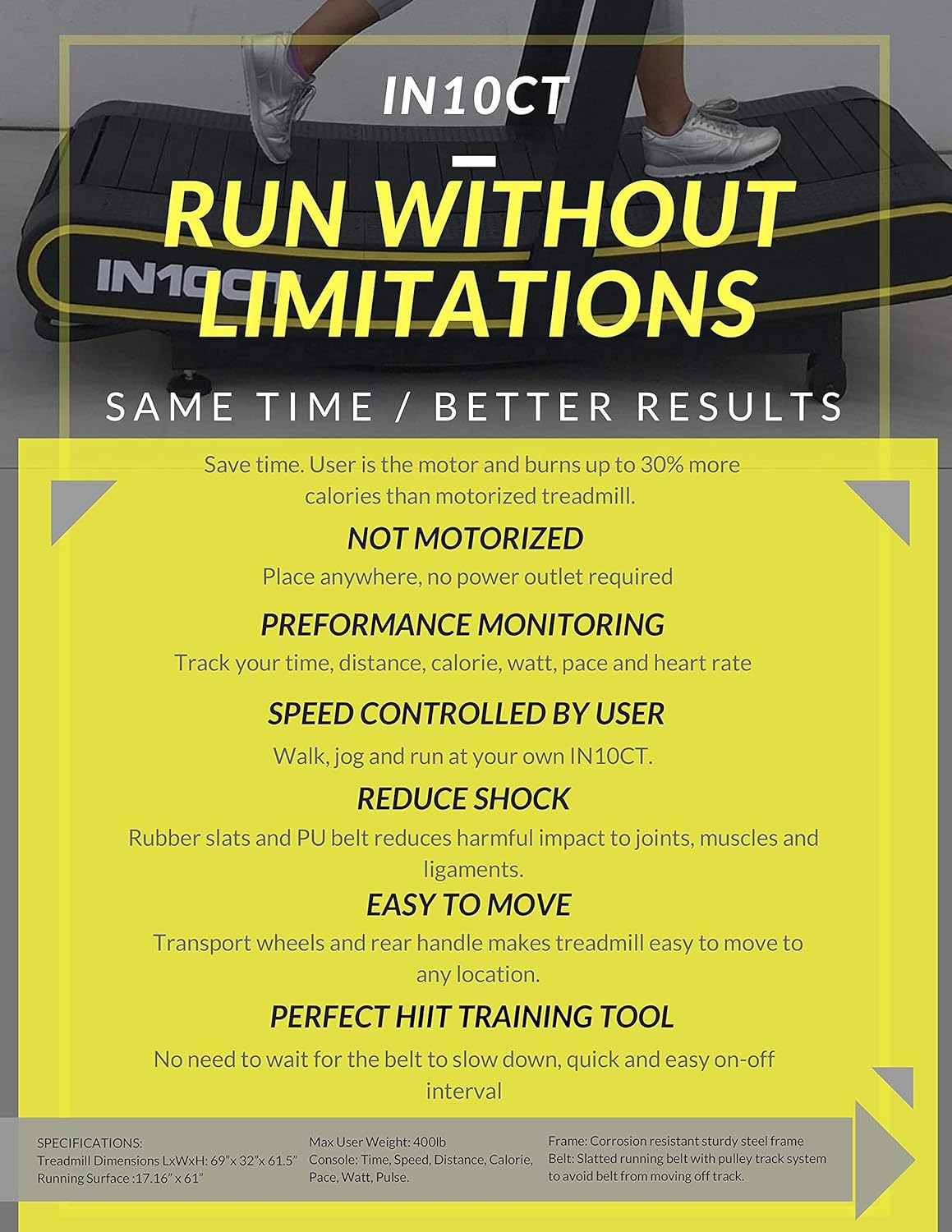 Curved Manual Treadmill with Non-Motorized Running Platform U7640