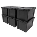 IRIS USA 5 Gallon Lockable Storage Bins with Lids, 6 Pack - Made in USA, Heavy Duty, Stackable Containers, Garage Organizing Bins Moving Tubs, Rugged Sturdy Equipment Utility Box - Black