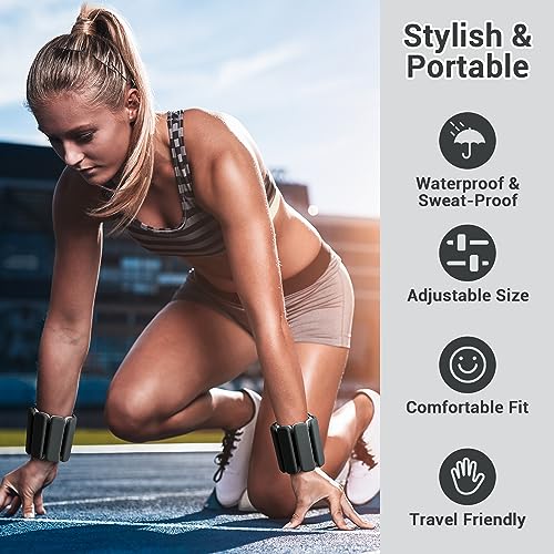 Wrist & Ankle Weights - 1 Pair (1lb/2lb Each) | Adjustable Silicone Wearable Weights for Yoga, Dance, Pilates V546919