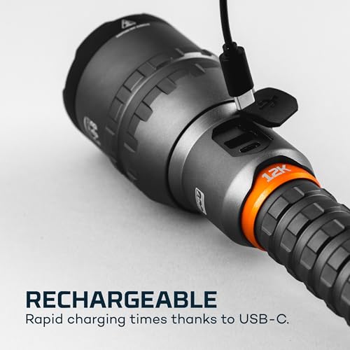 Rechargeable Flashlight with Zoom, 5 Light Modes, Waterproof, Power Bank O796
