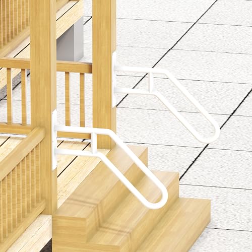 Outdoor Step Handrails - Wall Mount Heavy Duty Steel Stair Railing for 1-3 Steps B88790
