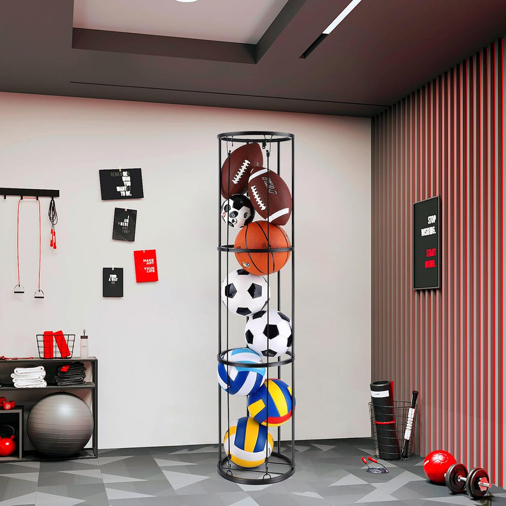 3 Layer Vertical Ball Storage Rack, Wall Mounted Ball Holder for Garage & Home O917870
