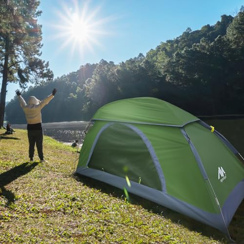 1 Person Backpacking Tent - Lightweight Hiking Tent with Skylight and Waterproof Rainfly P1721