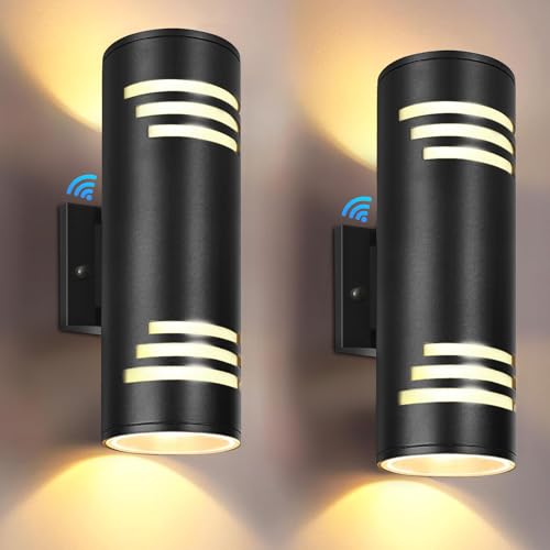 Outdoor Wall Lights Exterior Dusk to Dawn 2 Pack,Black Outdoor Light Fixtures Wall Mount ETL Listed,12In Up and Down Lights Outdoor Exterior Porch Lights for Garage House