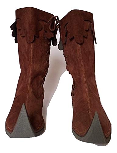 Medieval Brown Leather Knee High Boots for Men N83884