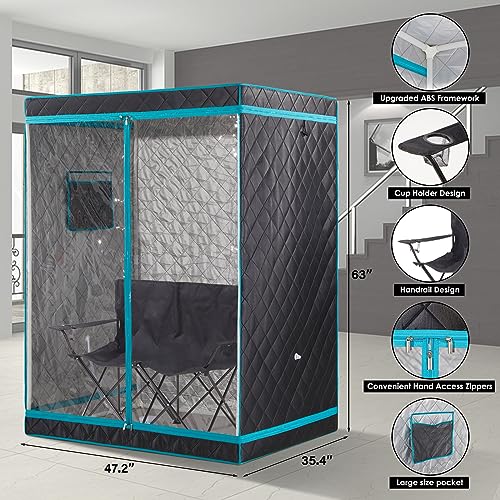 Portable 2 Person Sauna Tent, Foldable Full Body Steam Sauna for Home O997