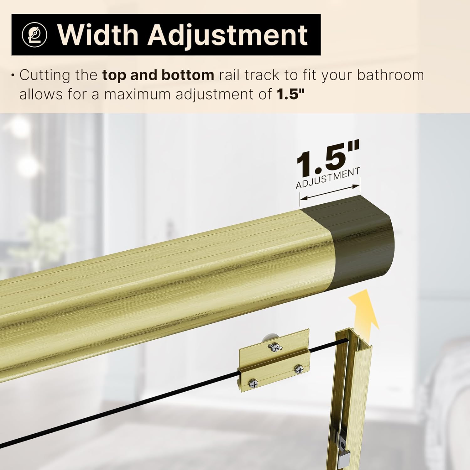 Double Sliding Shower Door, Semi-Frameless, Clear Tempered Glass, Brushed Gold Finish T561088