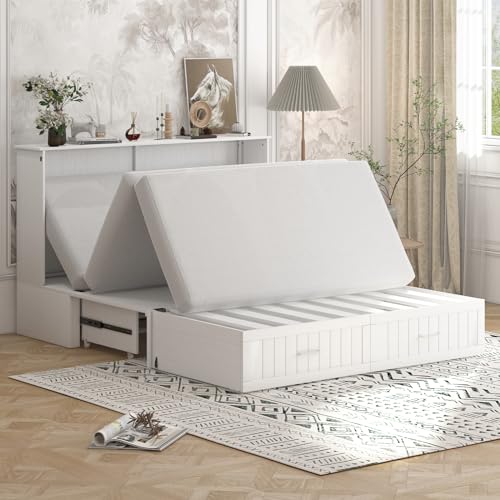 Murphy Cabinet Bed with Tri-fold Mattress and USB Charging Station H946117