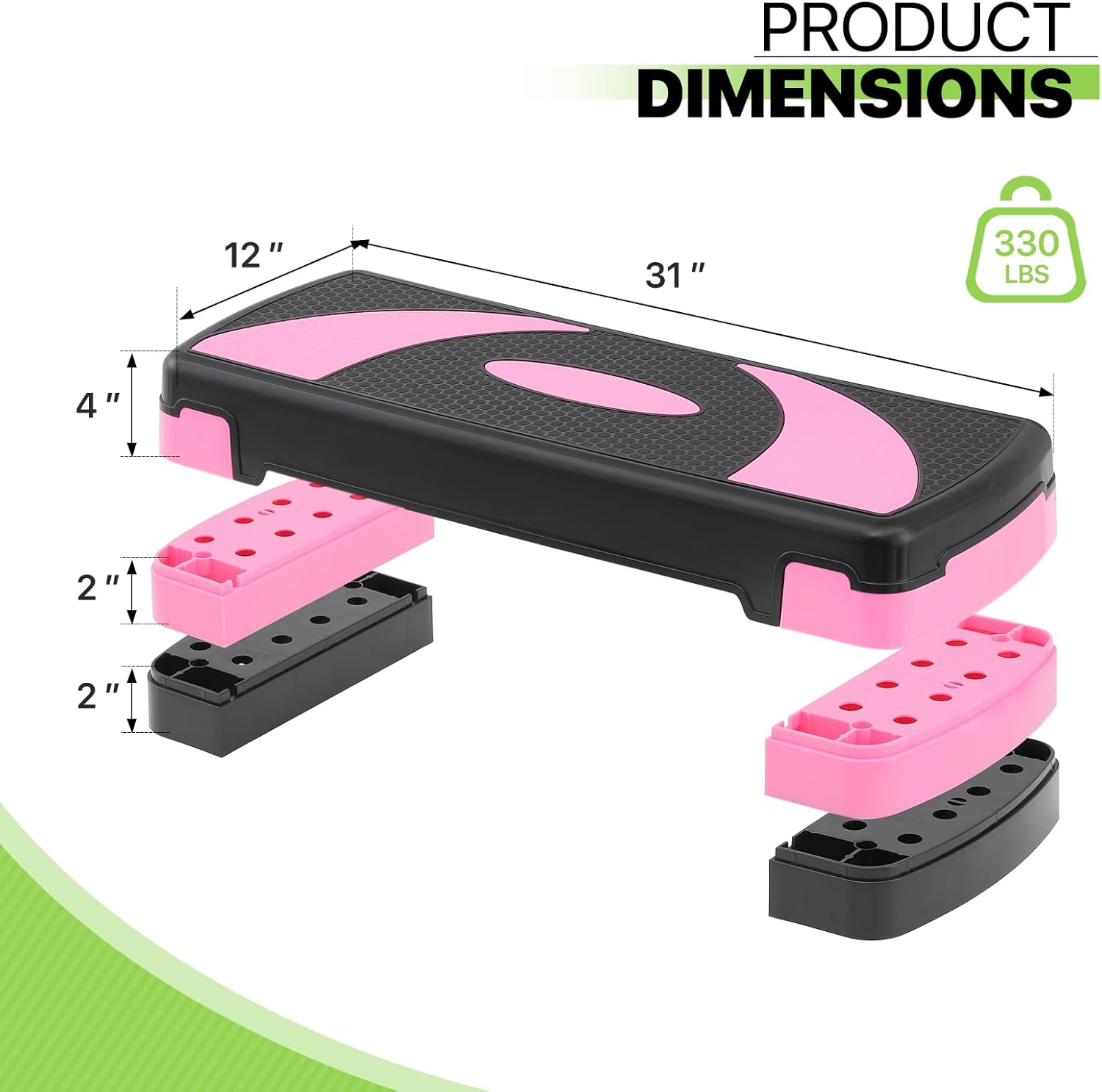 31-Inch Adjustable Workout Step Platform with Risers for Cardio and Strength Training V54186