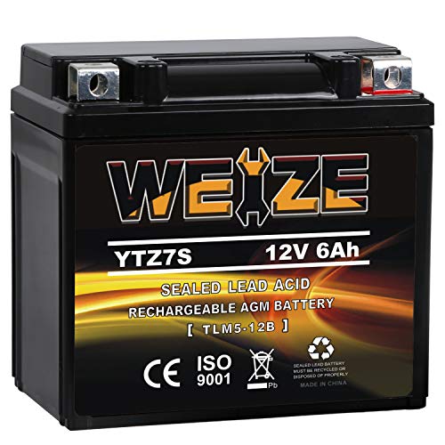 Weize YTZ10S-BS High Performance - Maintenance Free - Sealed AGM Motorcycle Battery Compatible With Yamaha Honda