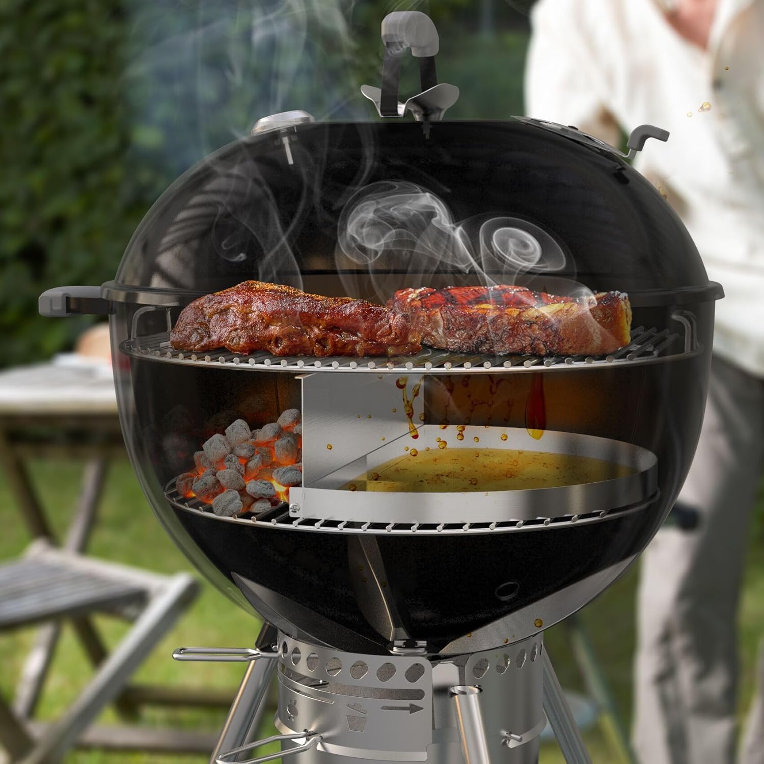 Stainless Steel Detachable Grill Drip Pan for 22" Kettle Grills L653414