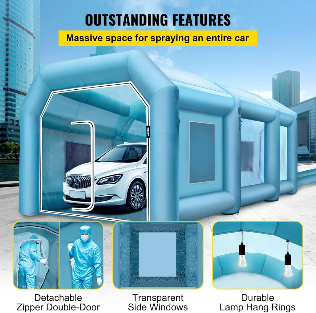 Inflatable Paint Booth 19.7 x 13.1 x 8.5 ft with Blowers and Air Filter System T1413