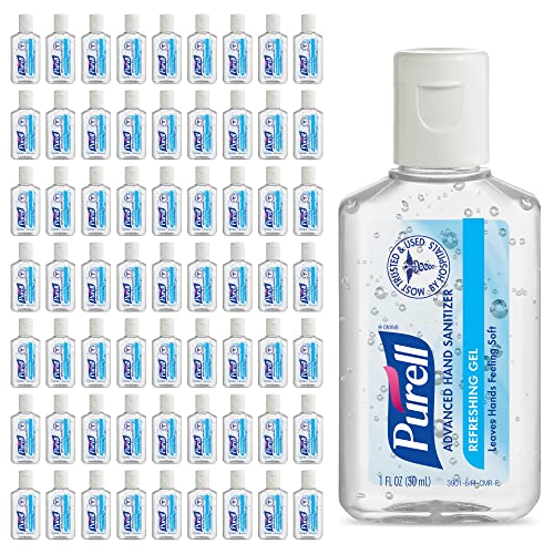Purell Advanced Hand Sanitizer Refreshing Gel, Clean Scent, 1 Fl Oz Travel Size Flip-Cap Bottle with Display Bowl (Pack of 36), 3901-36-BWL