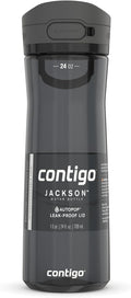 Contigo Jackson 2.0 Tritan Water Bottle with Leak-Proof AUTOPOP Locking Lid, BPA-Free Plastic, Dishwasher Safe, Licorice, 24 oz (709 mL)
