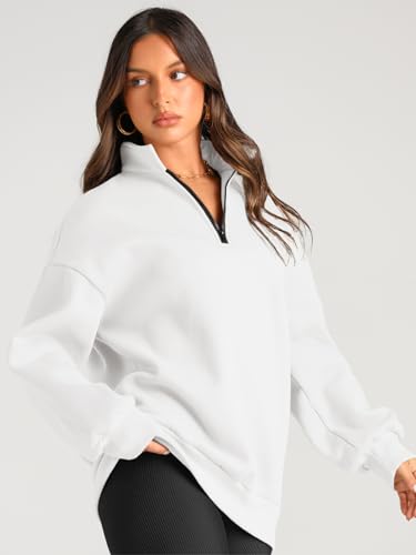 Womens Oversized Half Zip Hoodie Pullover D2860