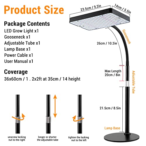 Tripod Stand Grow Light for Indoor Plants, Full Spectrum, 24"-64" Adjustable A458