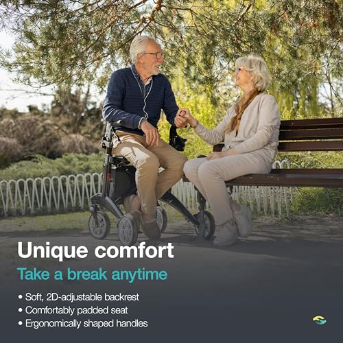 Ultralight Carbon Fiber 4-Wheel Rollator Walker for Seniors, Foldable and Height Adjustable X8080